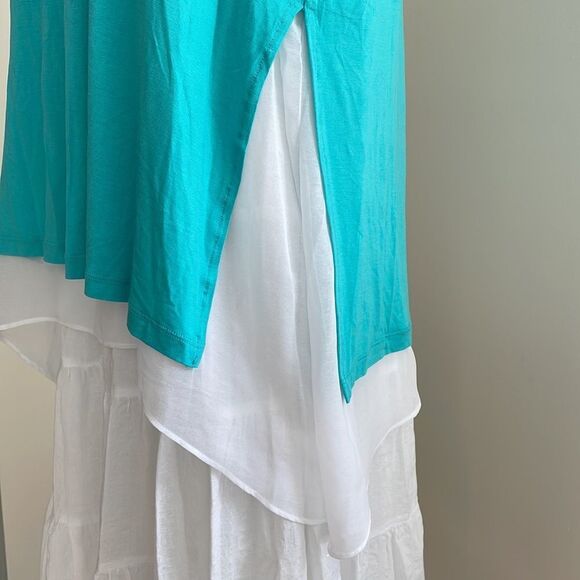 Worthington Teal and White Layered Tank Top - Picture 3 of 8